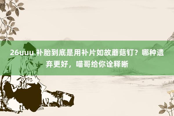 26uuu 补胎到底是用补片如故蘑菇钉？哪种遗弃更好，喵哥给你诠释晰