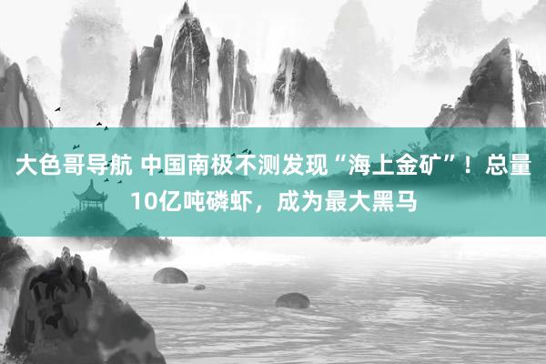 大色哥导航 中国南极不测发现“海上金矿”！总量10亿吨磷虾，成为最大黑马