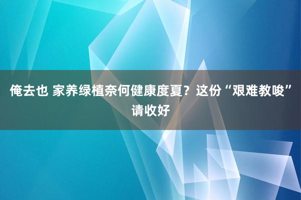 俺去也 家养绿植奈何健康度夏？这份“艰难教唆”请收好