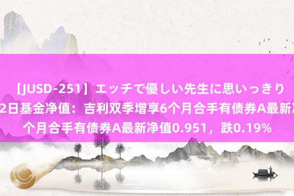 【JUSD-251】エッチで優しい先生に思いっきり甘えまくり4時間 8月2日基金净值：吉利双季增享6个月合手有债券A最新净值0.951，跌0.19%