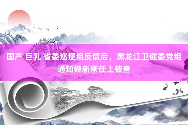 国产 巨乳 省委巡逻组反馈后，黑龙江卫健委党组通知魏新刚任上被查