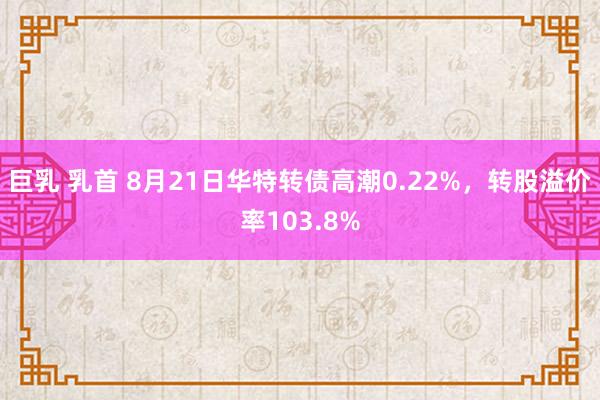 巨乳 乳首 8月21日华特转债高潮0.22%，转股溢价率103.8%