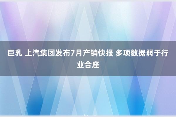 巨乳 上汽集团发布7月产销快报 多项数据弱于行业合座