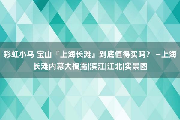 彩虹小马 宝山『上海长滩』到底值得买吗？ —上海长滩内幕大揭露|滨江|江北|实景图