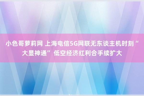 小色哥萝莉网 上海电信5G网联无东谈主机时刻“大显神通” 低空经济红利合手续扩大